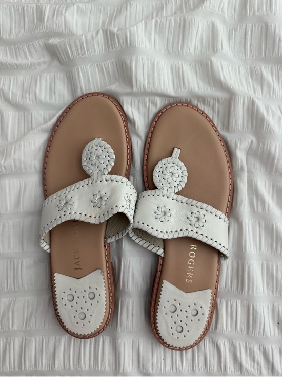 Jack Rogers Shoes - Jack Rogers White Leather Sandal Slide - Women's Size 10
